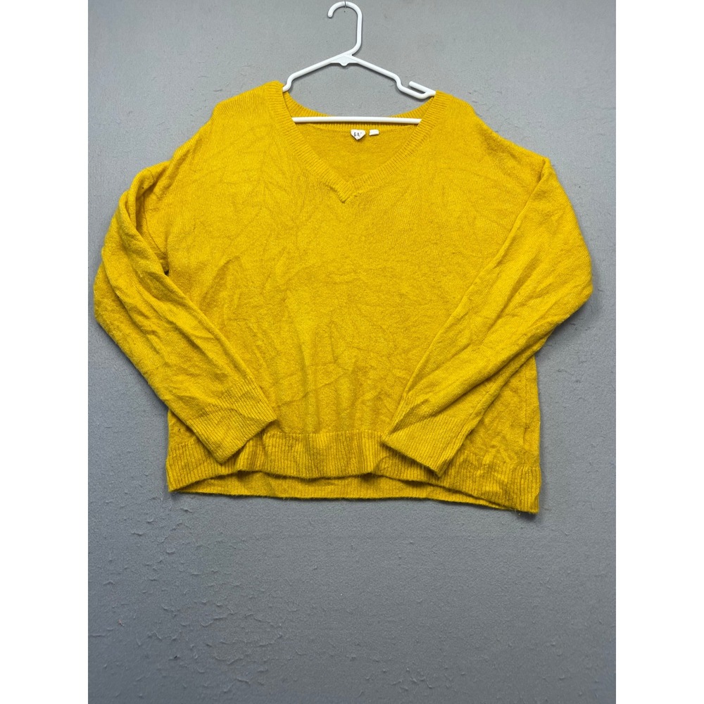 GAP V-Neck Sweater Knit Mustard Yellow Large Womens